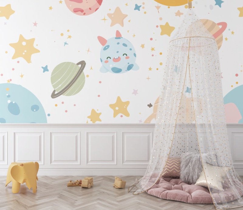 Papier peint Étoiles Planètes - chambre de bebe