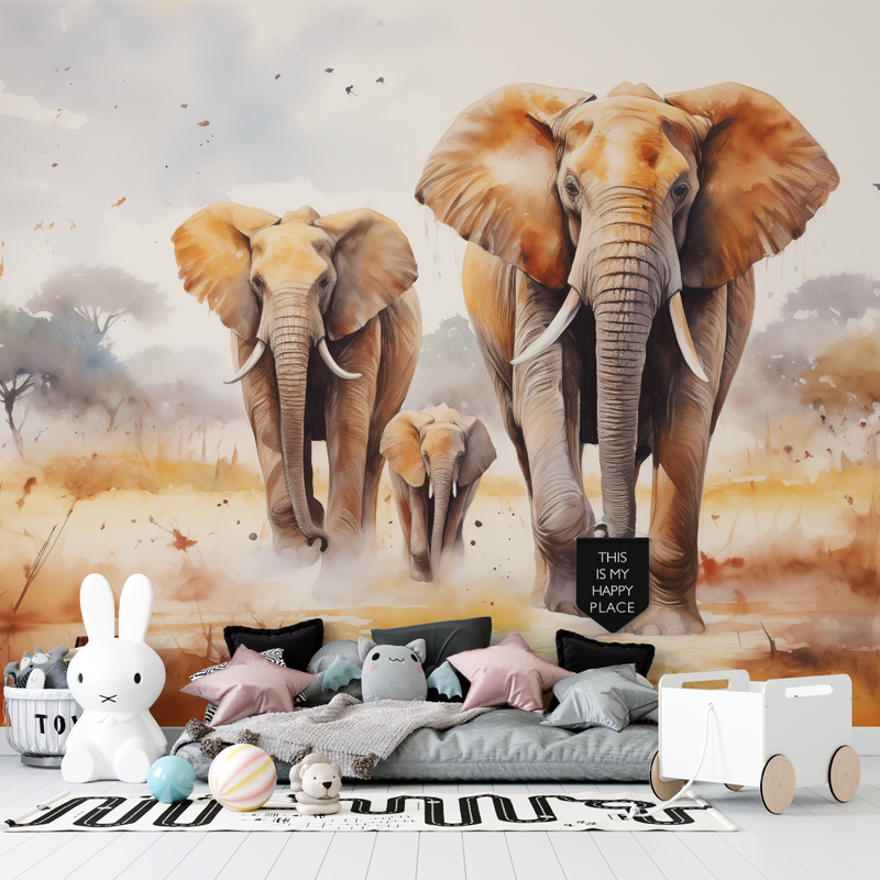 Papier Peint Elephant Enfant - chambre de garçon