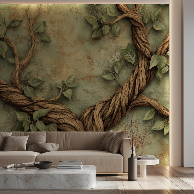 Papier peint arbre genealogique canape neon