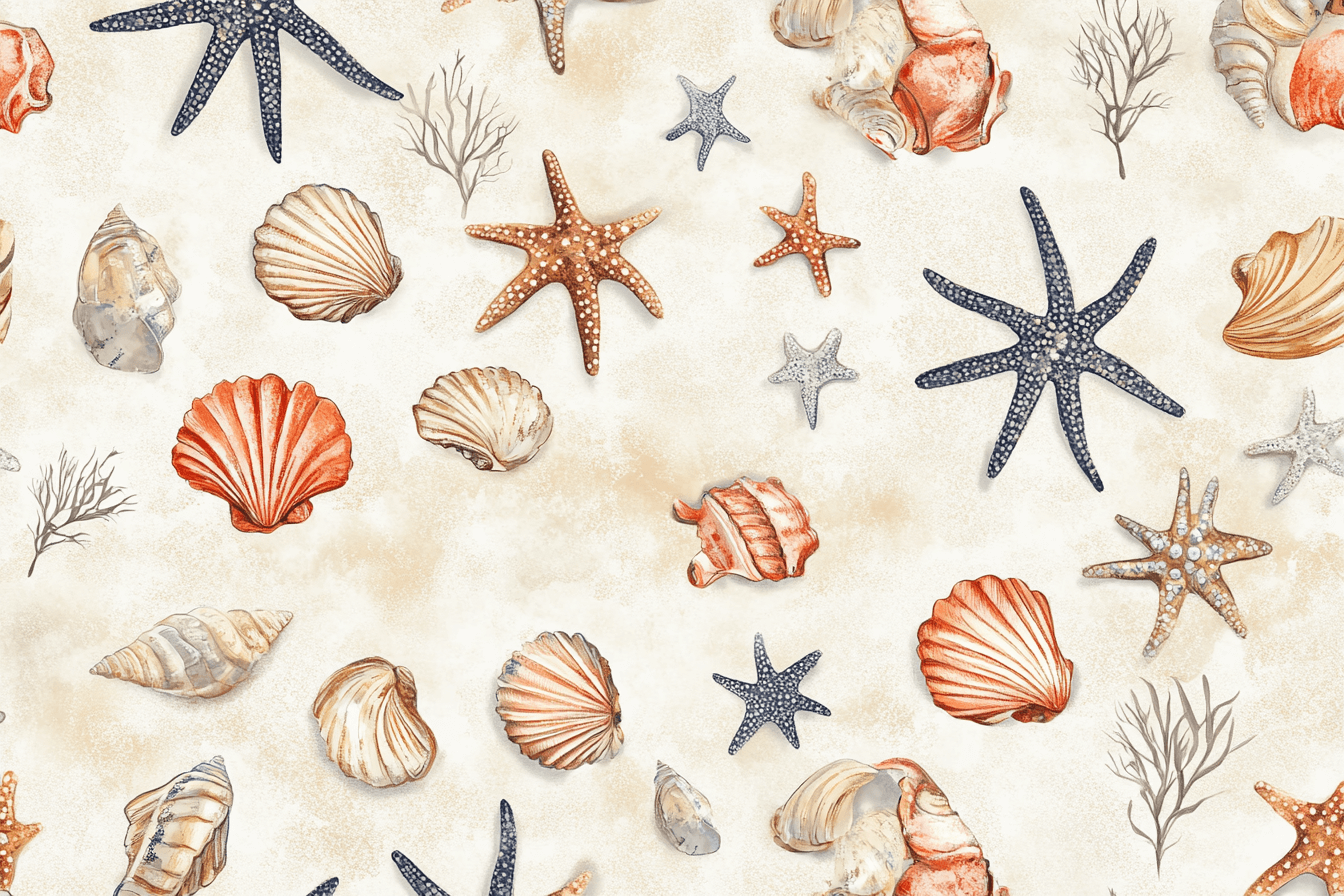 Papier Peint Marin Tapisserie Coquillages & Coraux