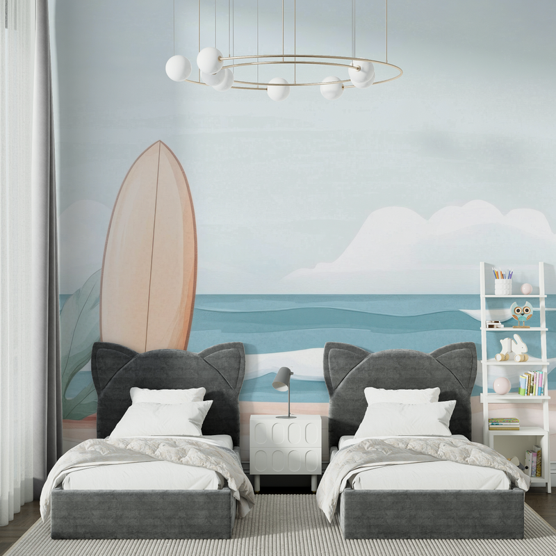 Papier Peint Enfant Surf - chambre garçon lit