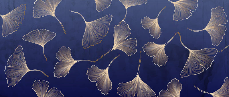 Papier Peint Ginkgo Bleu