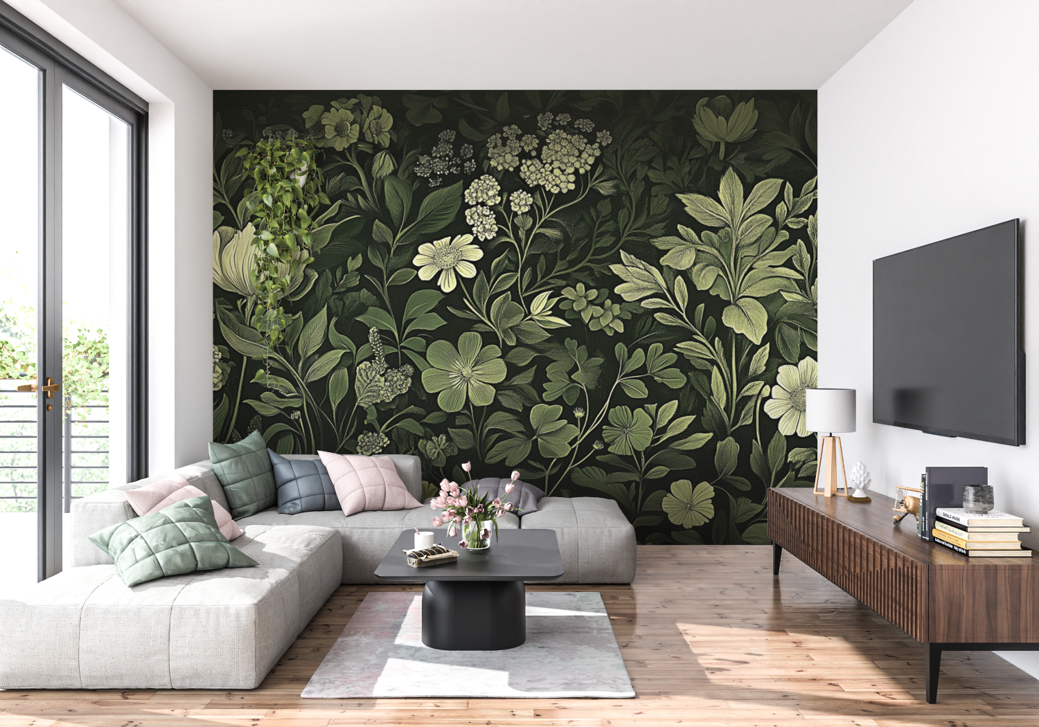 Papier Peint Noir Et Vert - tendance mur