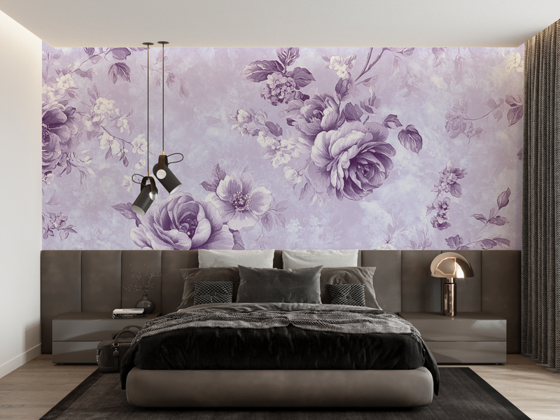 Papier Peint Vintage Violet - panoramique tendance