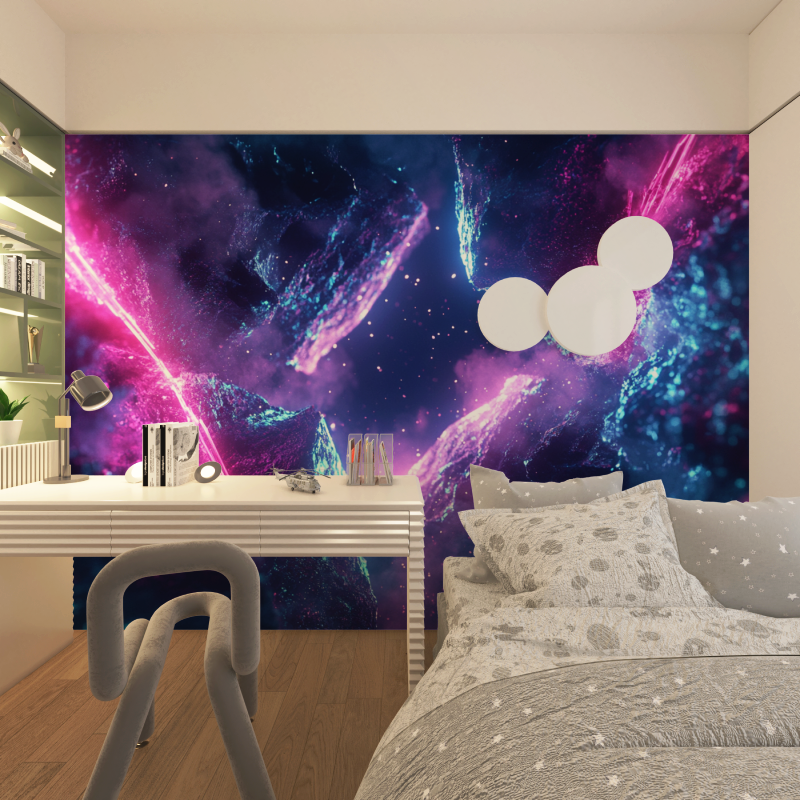 Papier peint neon gaming room chambre adolescents