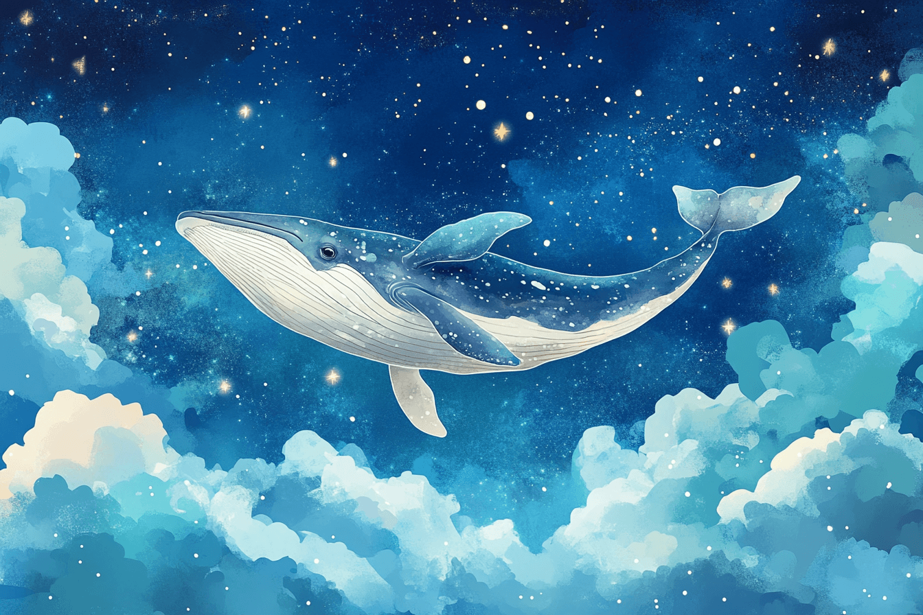 Papier Peint Marin Déco Murale Baleine et Ciel Étoilé