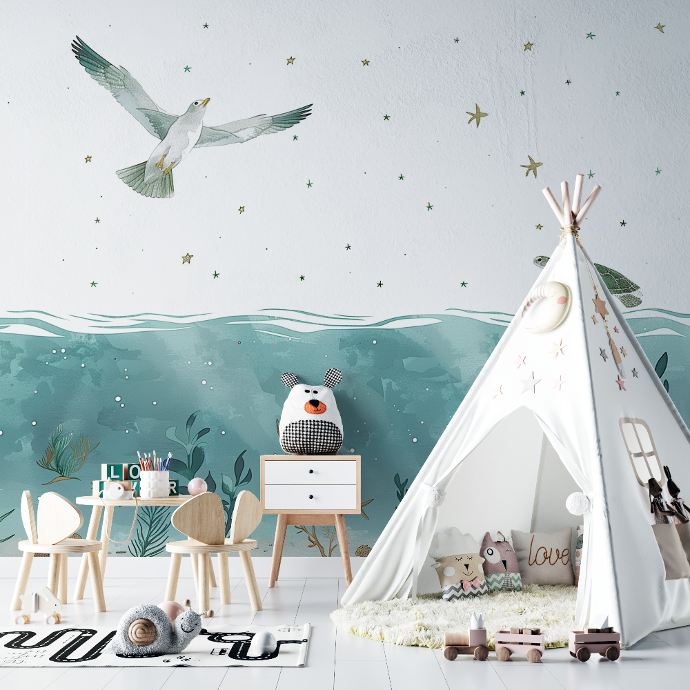 Papier peint tortue mer enfants chambre bebe