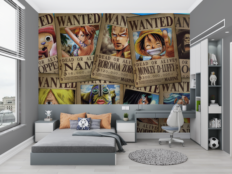 Papier Peint One Piece Wanted - tapisserie garçon