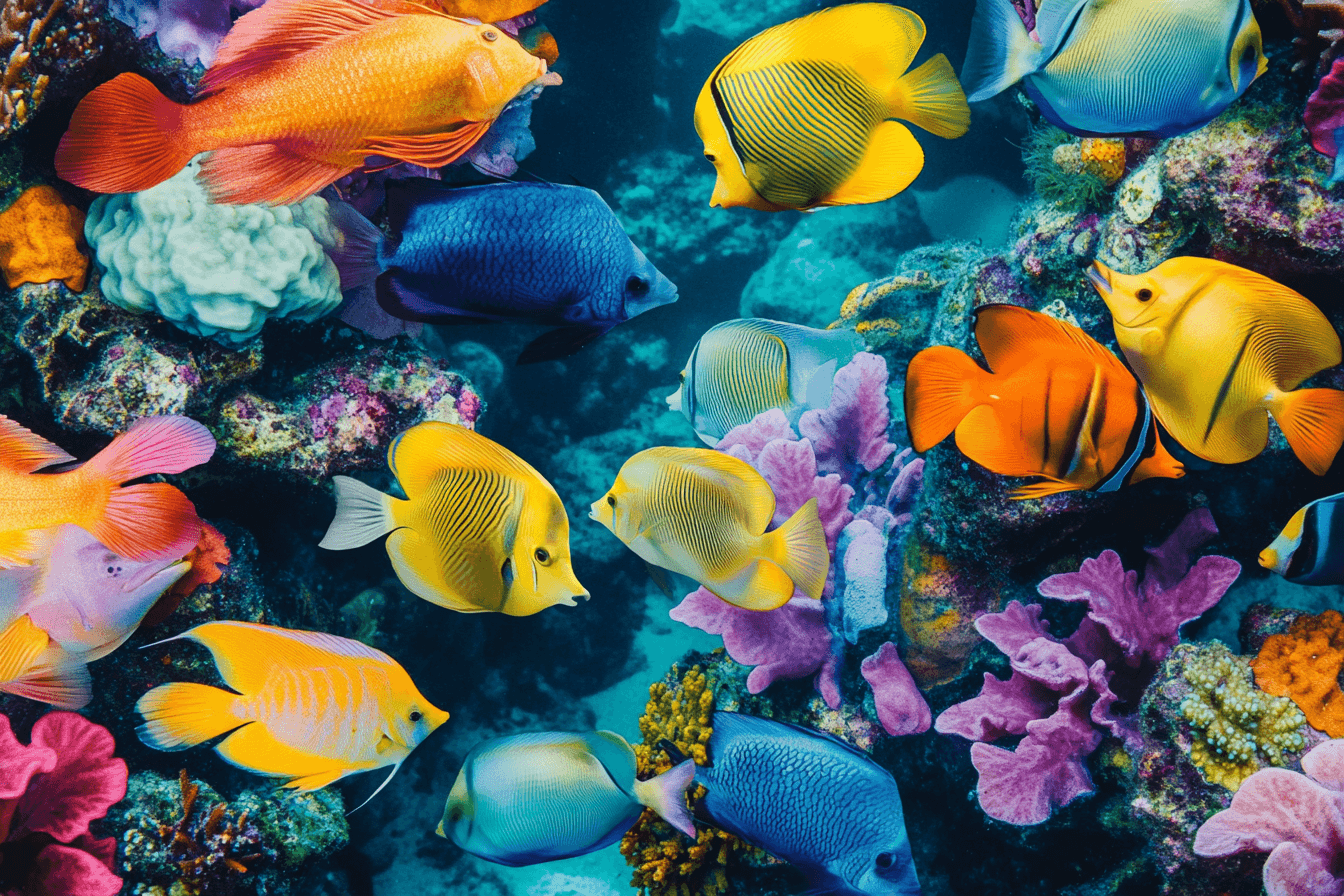 Papier Peint Marin Décoration Poissons Tropicaux