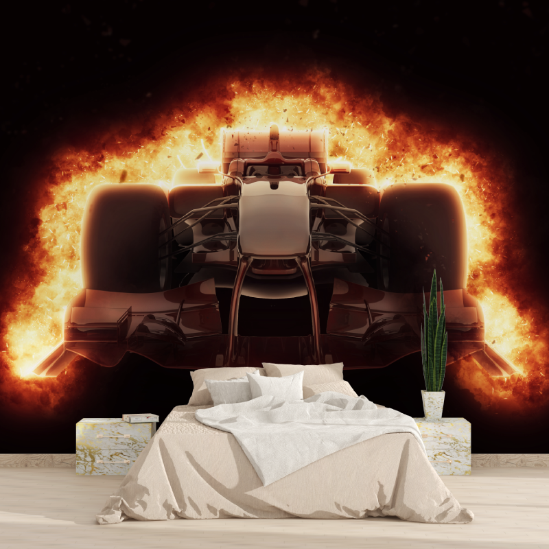 Papier peint formule 1 en feu 1815