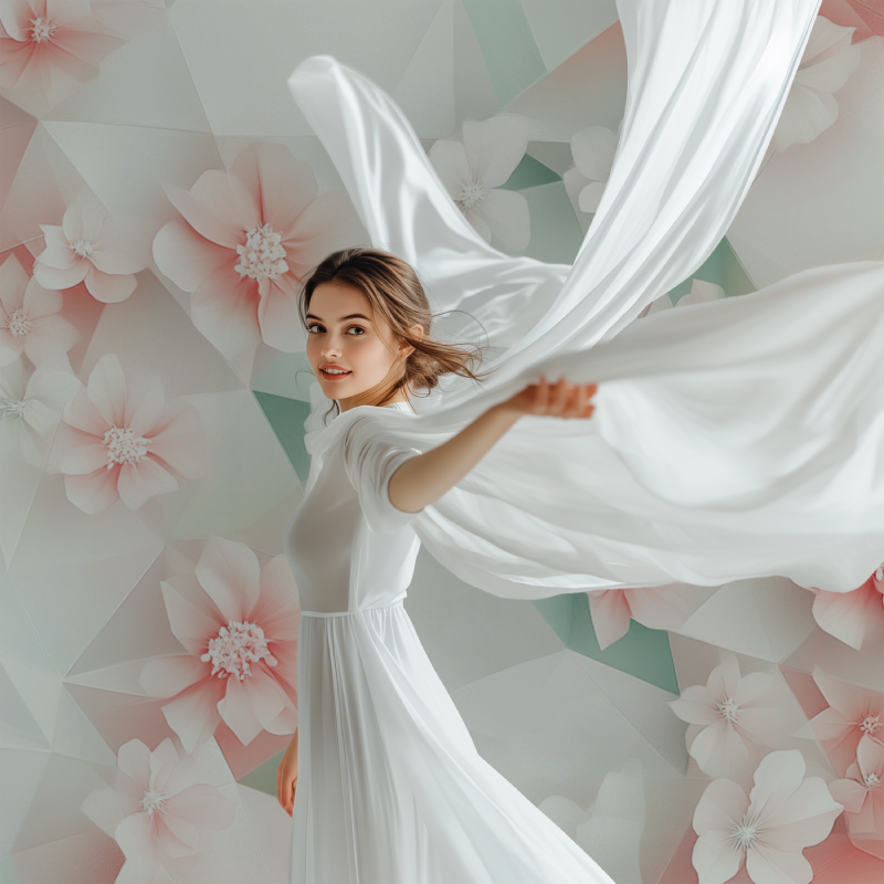 Papier peint fleur geometrique modele