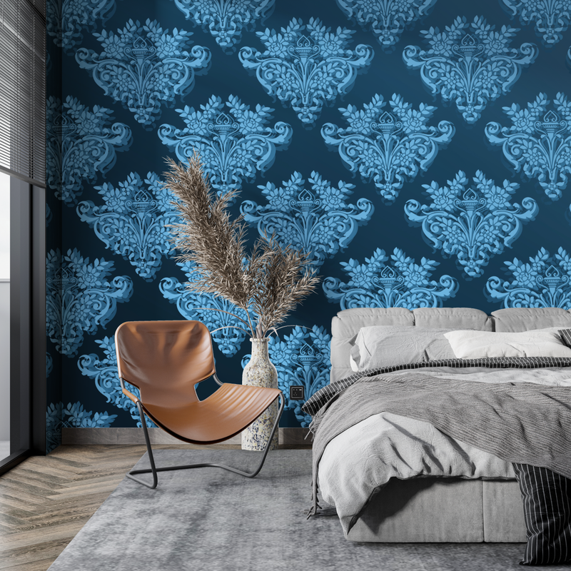 Papier Peint Baroque Bleu - tendance mur