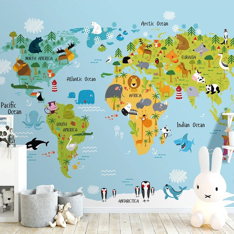 Sfondo con mappa del mondo <br/> Tema del mondo animale - Second Image