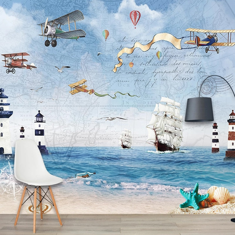 Papier Peint Avion <br/> Plage et Marin