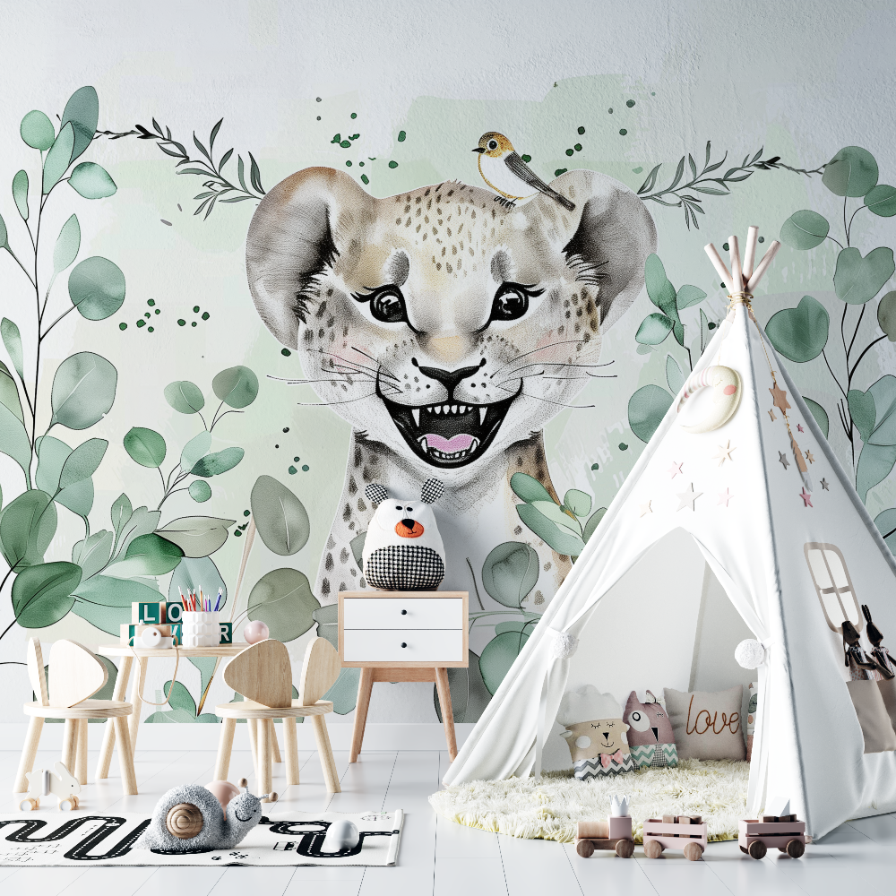 Papier peint vert deau tendance chambre bebe