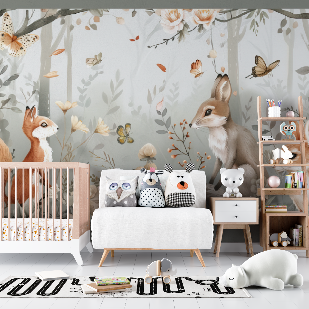 Papier peint bébé Animaux de la forêt - chambre de bebe