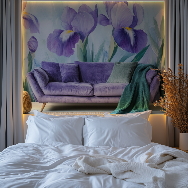 Papier peint fleur iris chambre premium