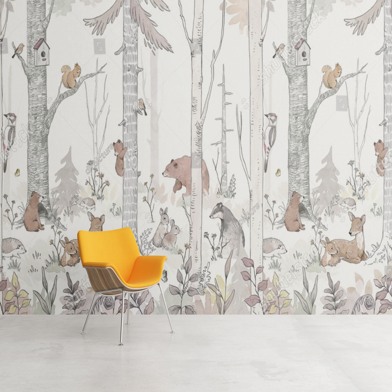 Papel pintado de animales<br> Atmósfera del bosque silvestre