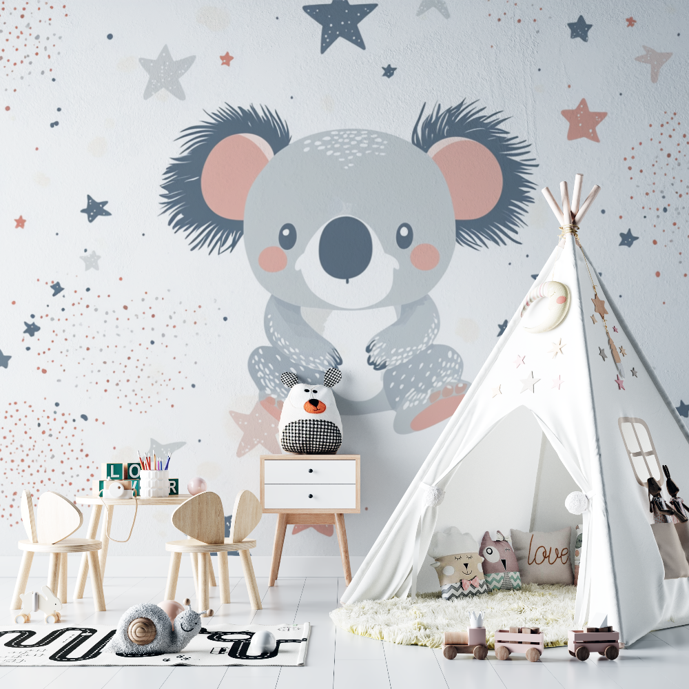 Papier peint koala qui fait un ... a une etoile chambre bebe