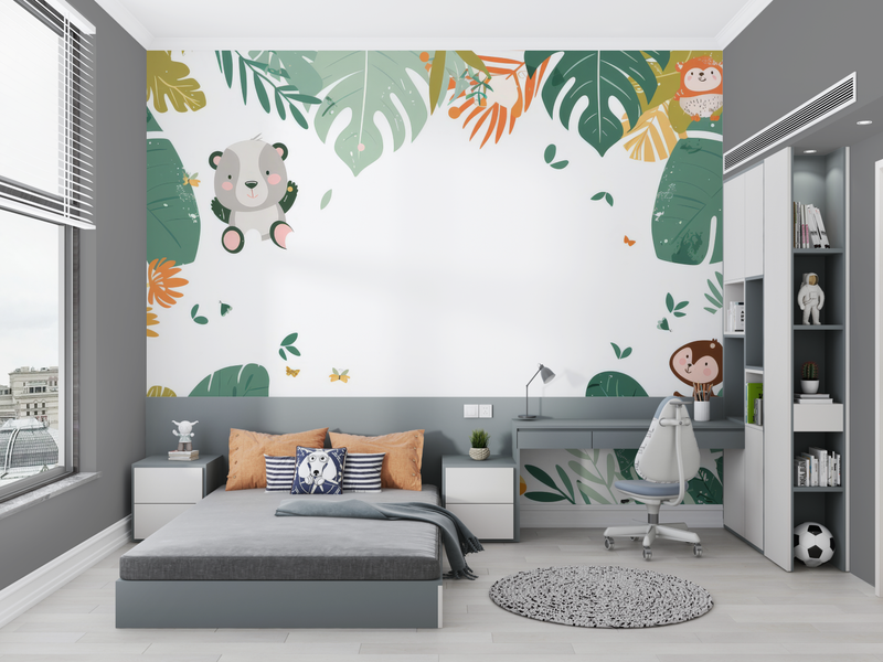 Papier Peint Jungle Enfants - mur chambre panoramique