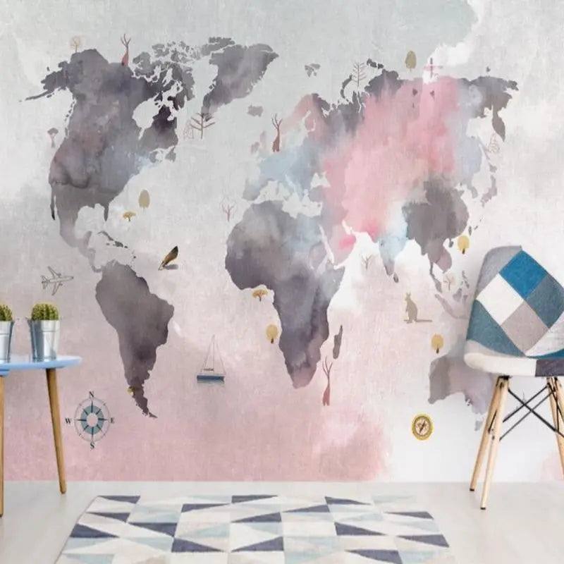 Pink and Gray World Map - Second Image