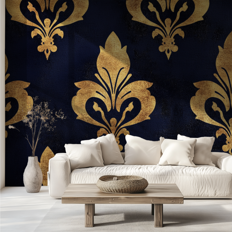 Papier peint fleur de lys fond canape tendance