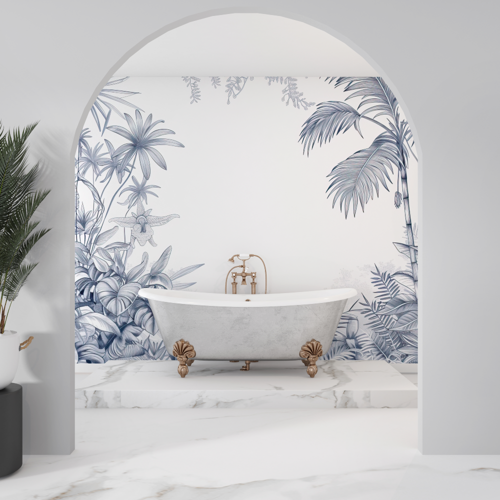 Papier peint special salle de bain sdb
