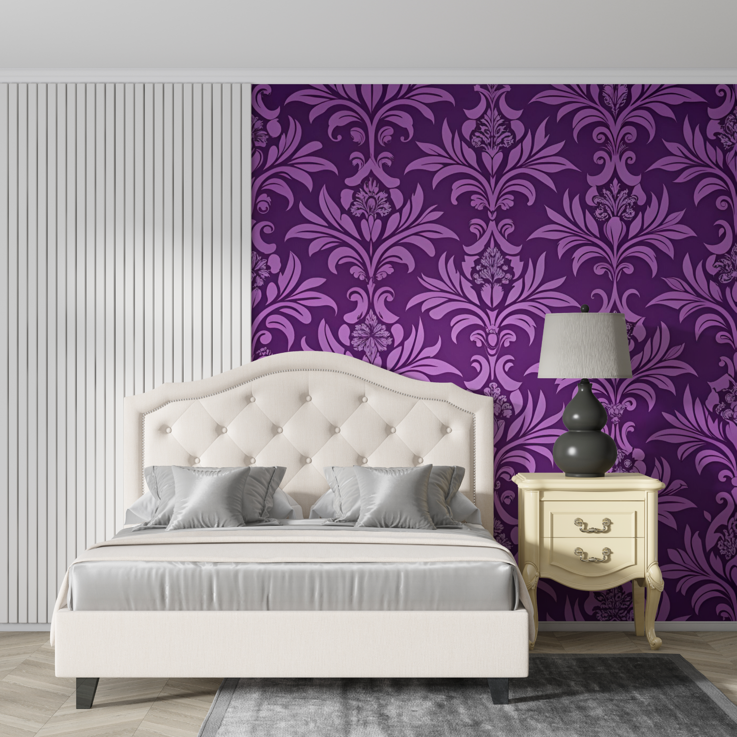 Papier Peint Baroque Violet - contemporain