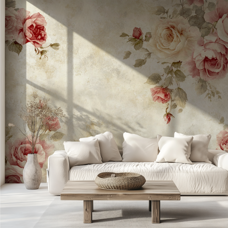 Papier peint vintage fleur canape tendance