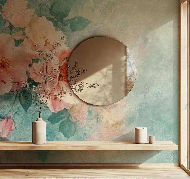 Papier peint vintage flowers miroir