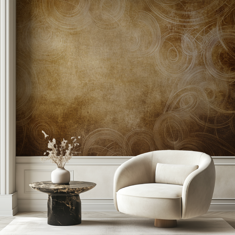 Papier peint vintage marron chaise tendance