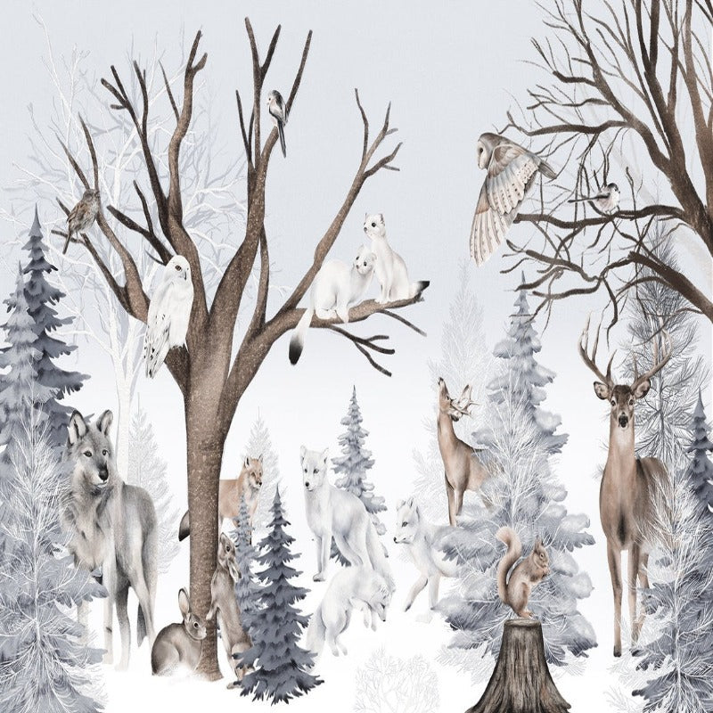 Carta da parati con animali <br/> Foresta in inverno - Second Image