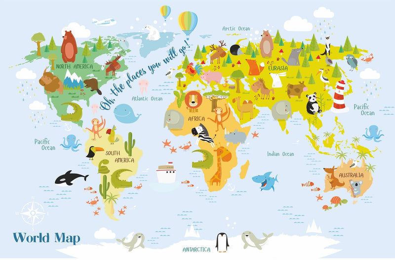 Papier Peint Carte du Monde Animaux