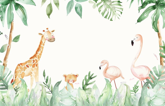 Pastelkleurig safari dieren babybehang