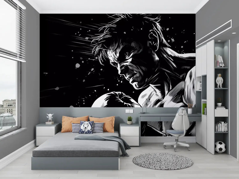 Papier Peint Anime Boxe Noir Et Blanc - chambre petit