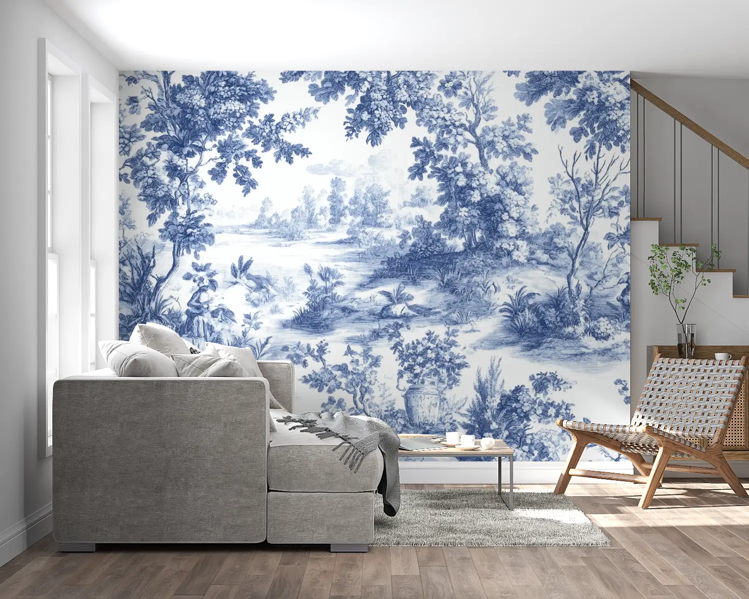 Papier Peint Arbre Bleu - chambre adulte