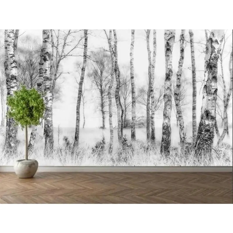 Papier Peint Arbre Noir et Blanc