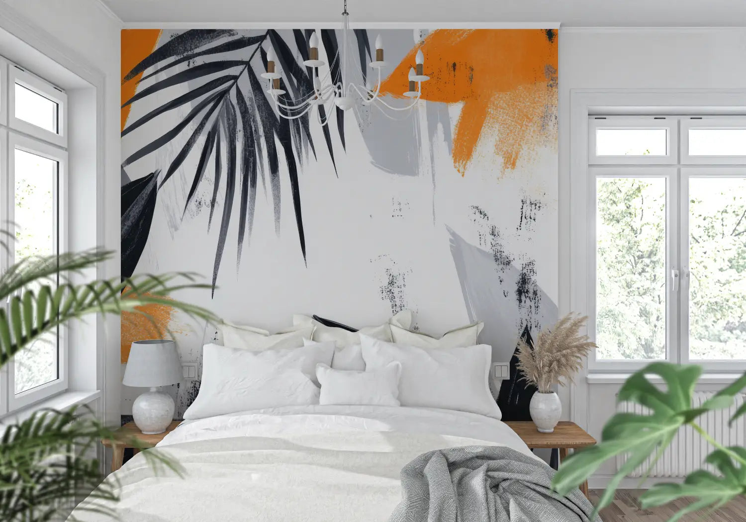 Papier Peint Avec Du Orange - tendance mur