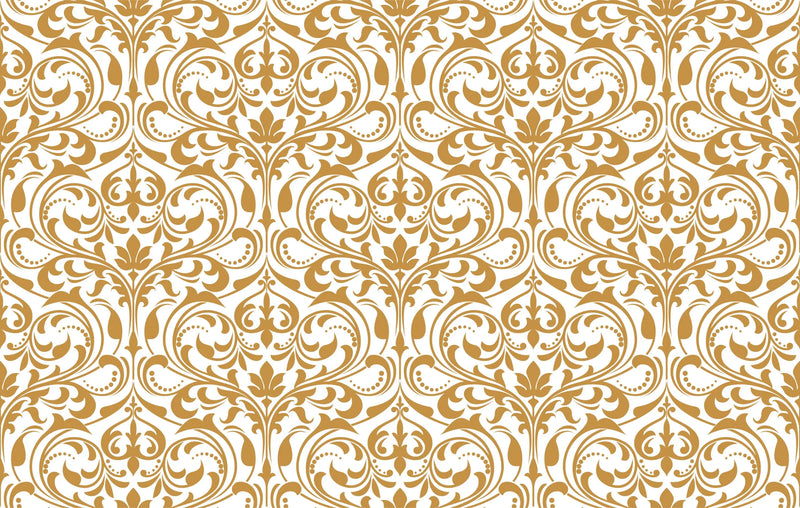 White and Gold Baroque Wallpaper