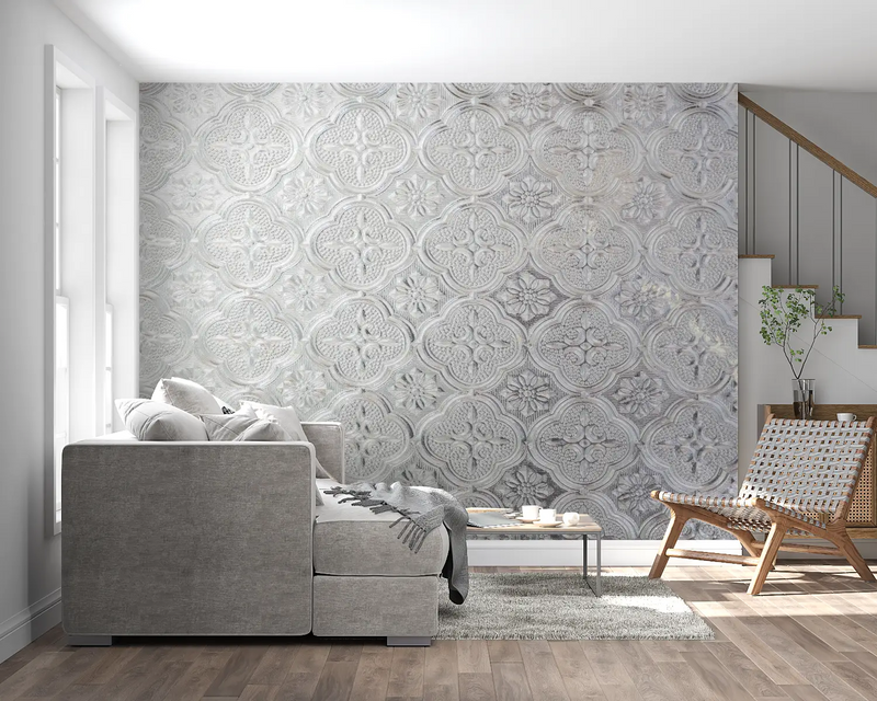 Papier Peint Baroque Gris Argent - tendance 2024