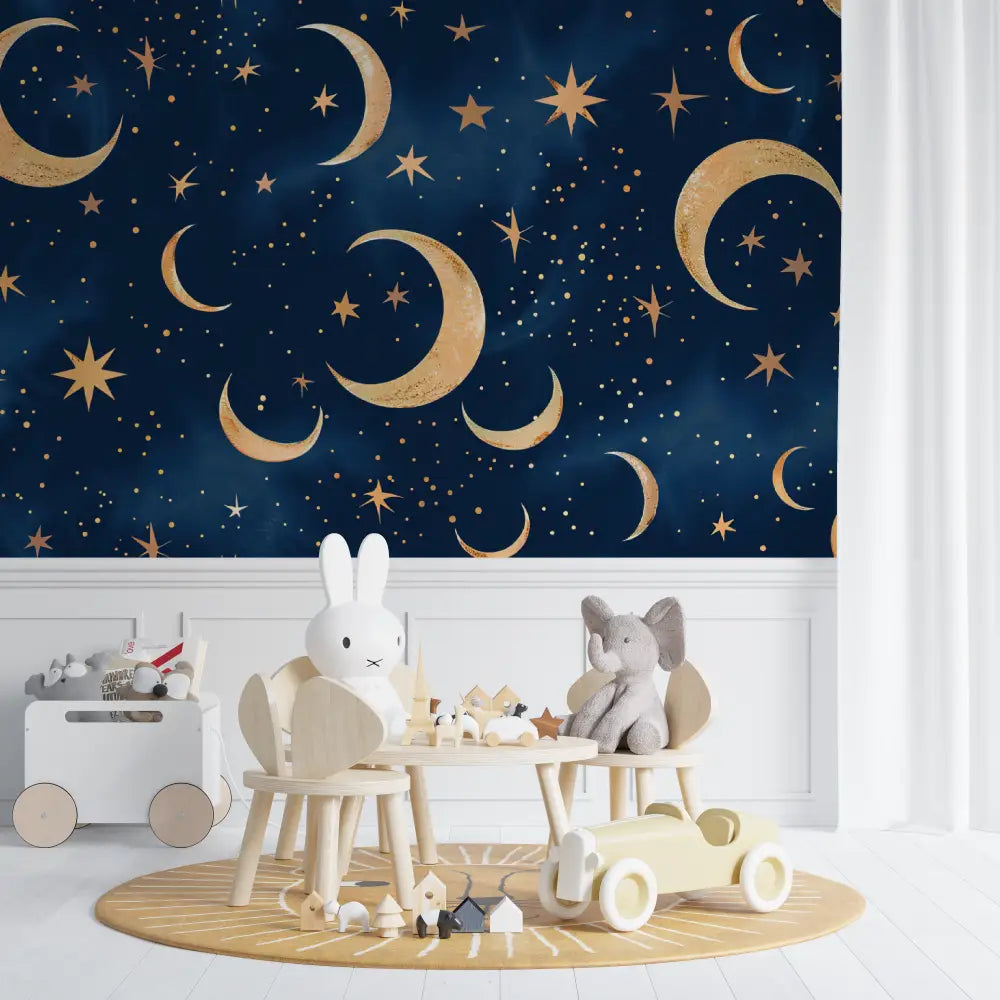 Carta da parati per bambini con design luna e notte - Second Image