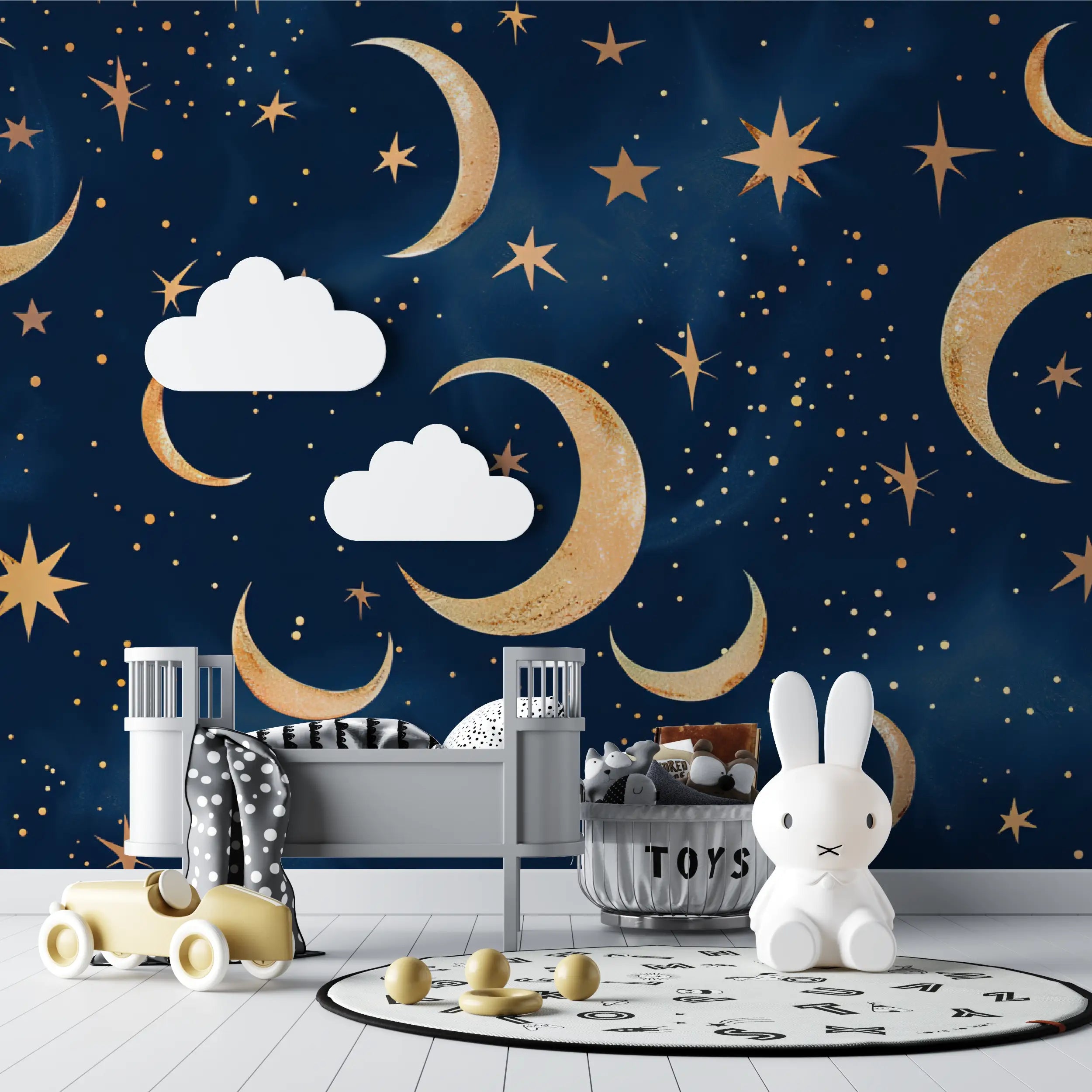 Carta da parati per bambini con design luna e notte - Second Image