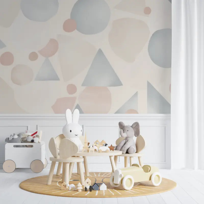 Carta da parati per bambini con motivo geometrico scandinavo - Second Image