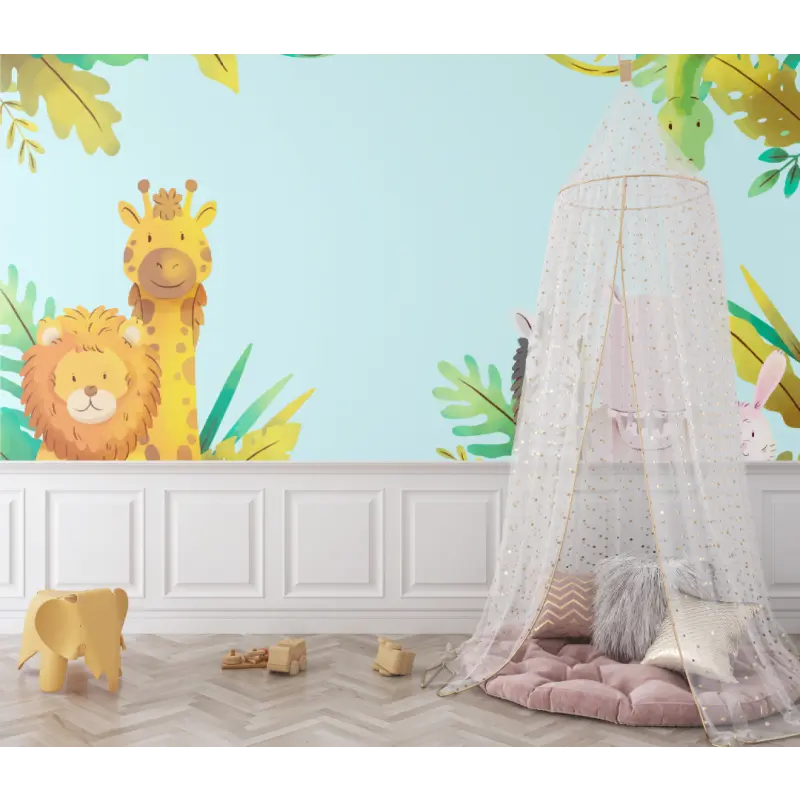 Papier Peint Bébé Safari et Jungle - bebe tipi