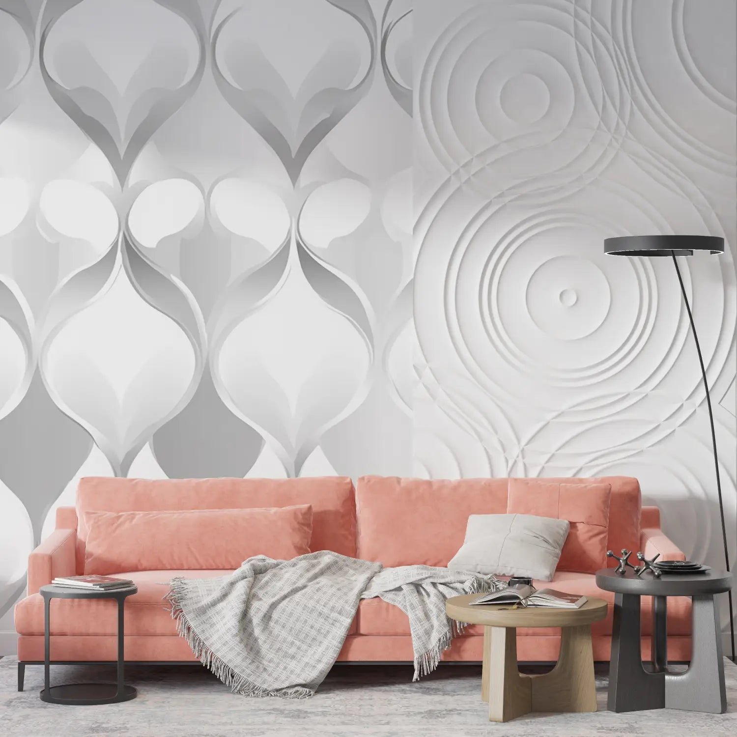 Papier Peint Blanc Motif Gris - tendances