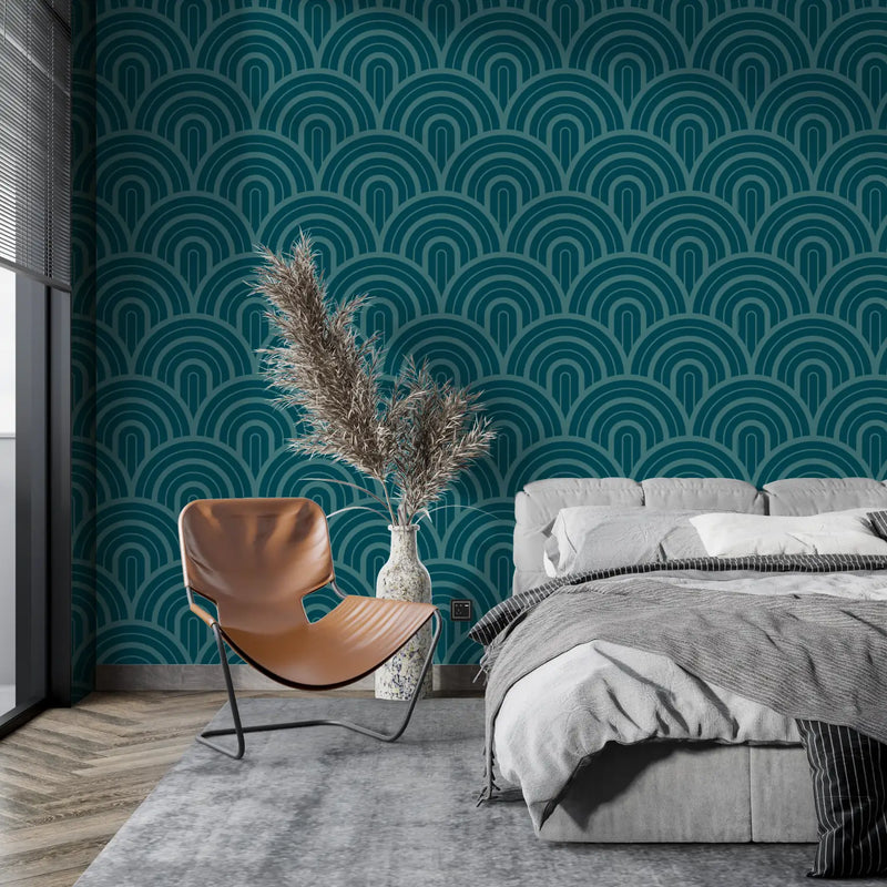 Papier Peint Bleu Canard Avec Motif - tendance mur