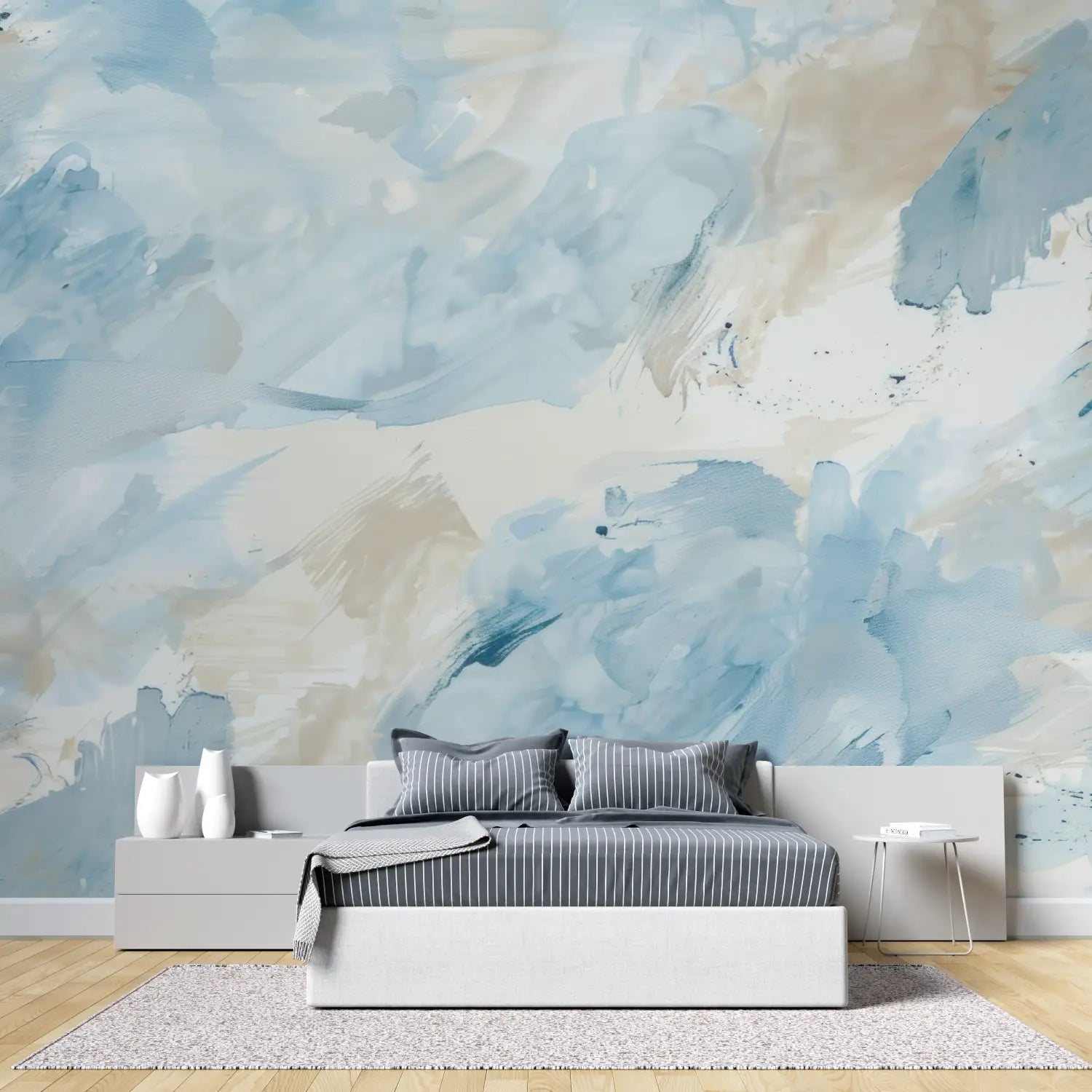 Papier Peint Bleu Et Beige - chambre adulte