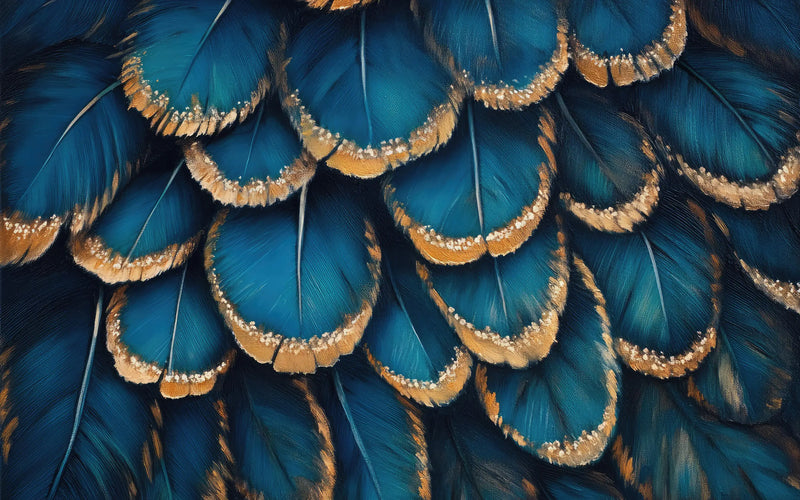 Papel pintado de plumas de pavo real azul