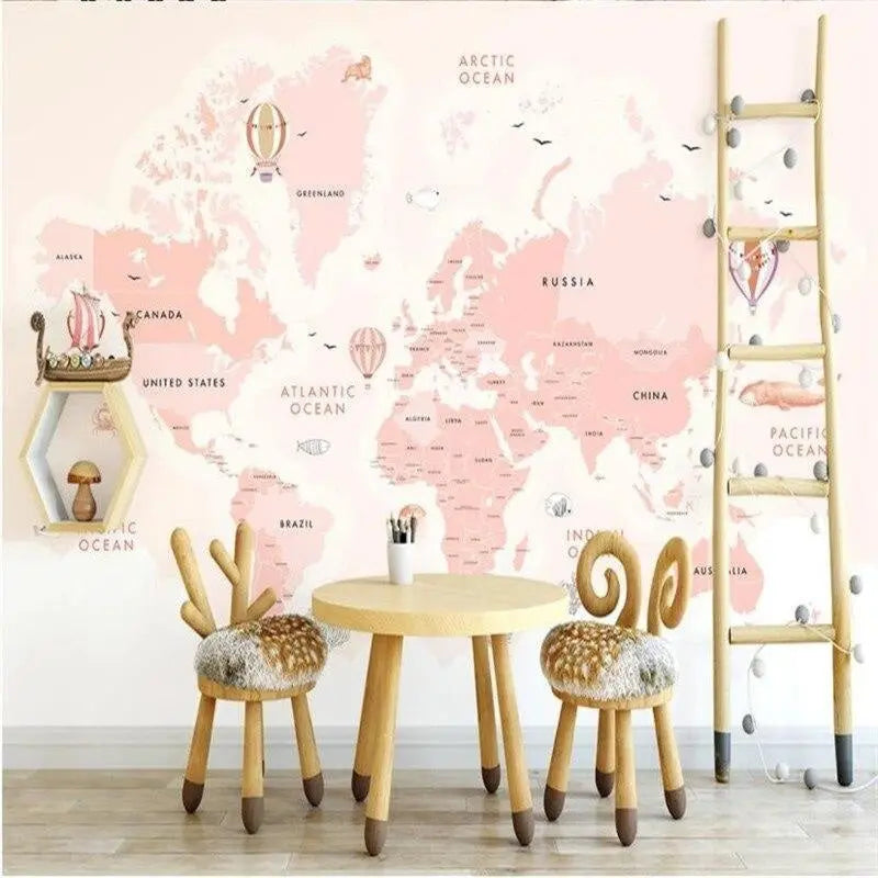 Papier Peint Carte du Monde Rose Gold