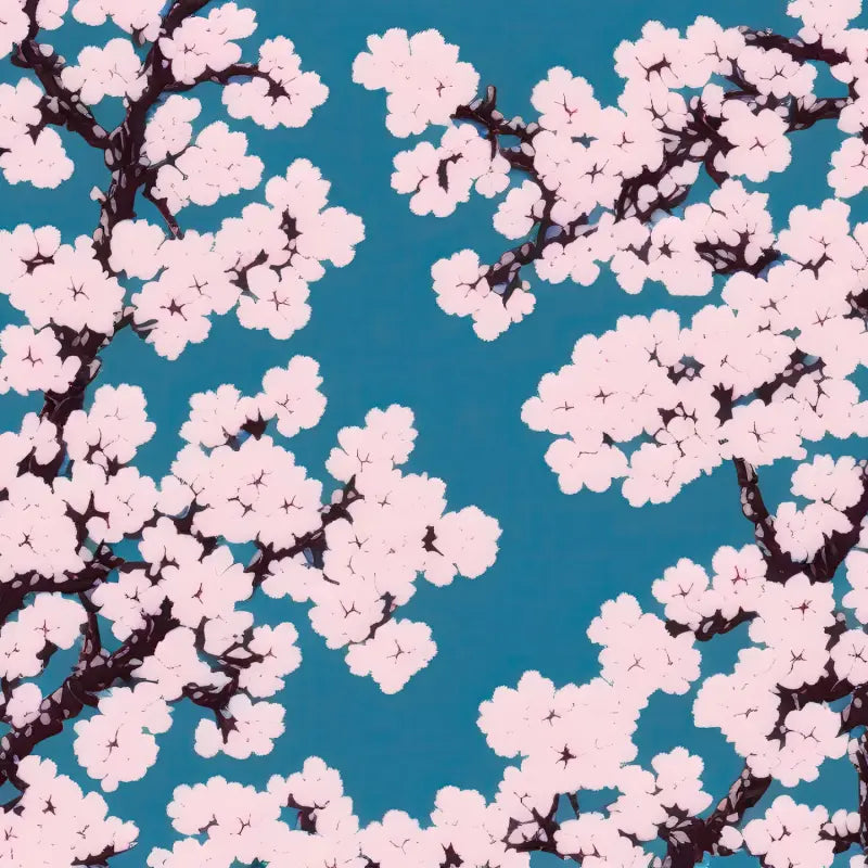Papier Peint Cerisier Japonais Bleu